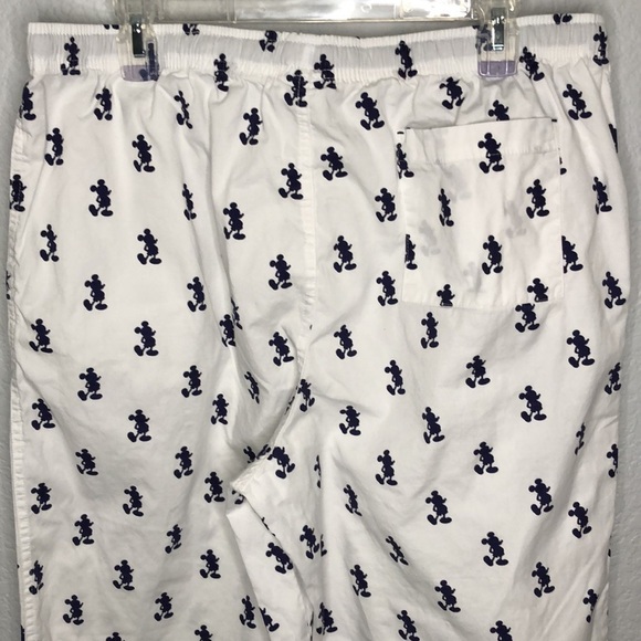 Disney Mickey Mouse Cotton Lounge Pajama Pants White with Navy Print XL - Picture 7 of 11